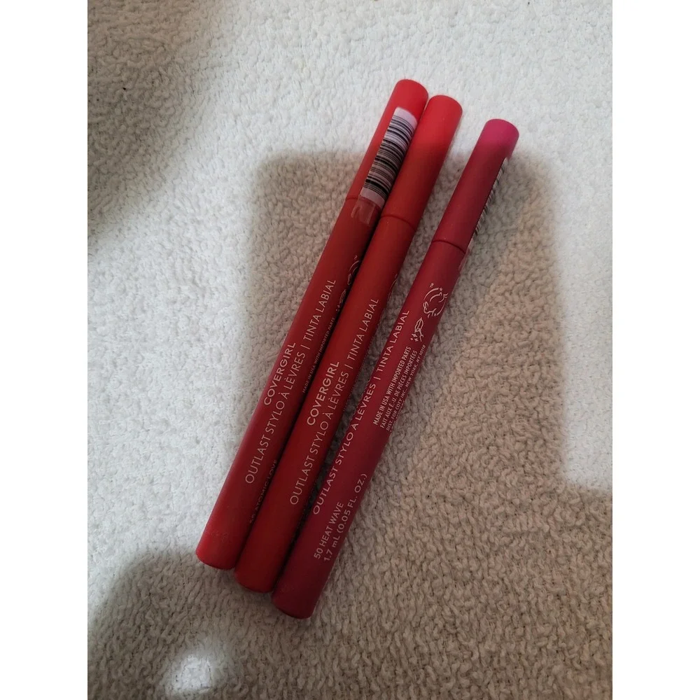 Covergirl Outlast Lipstain Women 1.7ml Red Pink Atomic Love Heat Wave 3pc Set